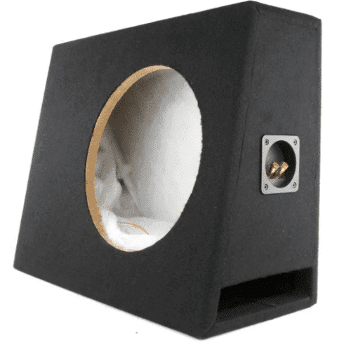 DNA 12-inch slimline slot port subwoofer enclosure with carpet finish for compact car audio installations.